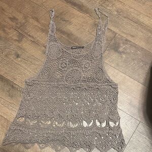 Happening in the Present Crochet Lace Crop Top - Brown